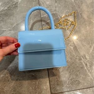 Shein extra small crossbody bag in baby blue with top handle